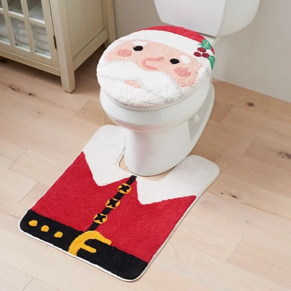 St. Nicholas Square® Festive Contour Bath Rug & Toilet Lid Set